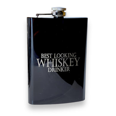 8oz BLACK Best Looking Whiskey Drinker Flask