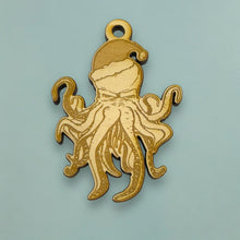 Load image into Gallery viewer, Ornament - Santa Cthulhu - Raw Wood 3x2in