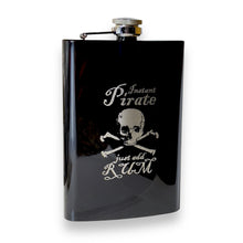 Load image into Gallery viewer, 8oz BLACK Instant Pirate Just Add Rum Flask