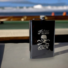 Load image into Gallery viewer, 8oz BLACK Instant Pirate Just Add Rum Flask