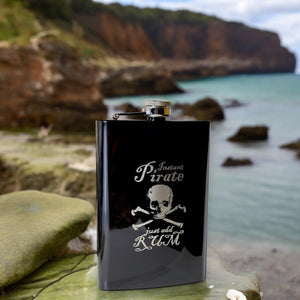 8oz BLACK Instant Pirate Just Add Rum Flask