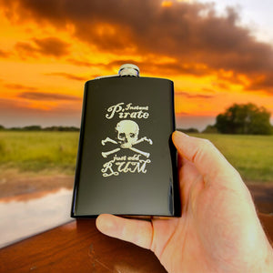 8oz BLACK Instant Pirate Just Add Rum Flask