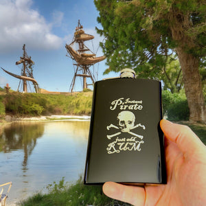 8oz BLACK Instant Pirate Just Add Rum Flask