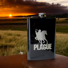 Load image into Gallery viewer, 8oz BLACK Plague Four Horsemen of the Apocalypse Flask