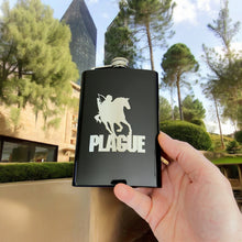 Load image into Gallery viewer, 8oz BLACK Plague Four Horsemen of the Apocalypse Flask