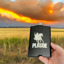 Load image into Gallery viewer, 8oz BLACK Plague Four Horsemen of the Apocalypse Flask