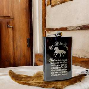 8oz BLACK The White Horse Four Horsemen of the Apocalypse Flask