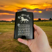 Load image into Gallery viewer, 8oz BLACK The White Horse Four Horsemen of the Apocalypse Flask