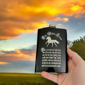 8oz BLACK The White Horse Four Horsemen of the Apocalypse Flask