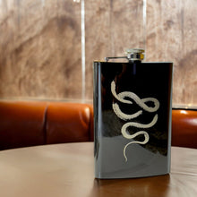 Load image into Gallery viewer, 8oz Snake Coil Black Flask