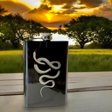 Load image into Gallery viewer, 8oz Snake Coil Black Flask