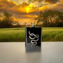 Load image into Gallery viewer, 8oz Snake Coil Black Flask