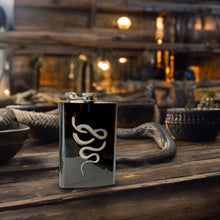 Load image into Gallery viewer, 8oz Snake Coil Black Flask