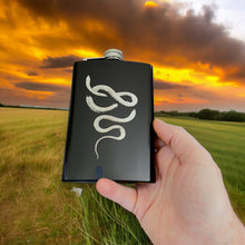 Load image into Gallery viewer, 8oz Snake Coil Black Flask