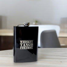 Load image into Gallery viewer, 8oz BLACK Whiskey Tango Foxtrot Flask