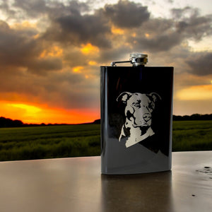 8oz Pitbull Black Flask