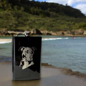 8oz Pitbull Black Flask