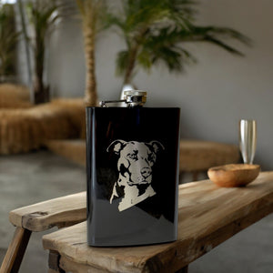 8oz Pitbull Black Flask