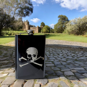 8oz Skull and Crossbones Black Flask