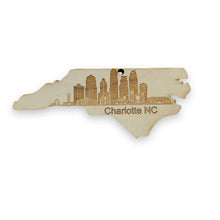 Load image into Gallery viewer, Ornament - Charlotte NC Skyline - Raw Wood Ornament