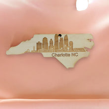 Load image into Gallery viewer, Ornament - Charlotte NC Skyline - Raw Wood Ornament