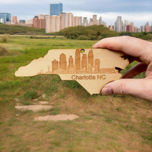 Load image into Gallery viewer, Ornament - Charlotte NC Skyline - Raw Wood Ornament