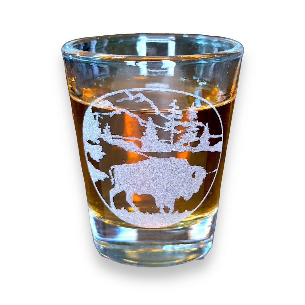 2oz Free Range American Bison Shotglass LASER