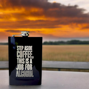 8oz Step Aside Coffee Black Flask