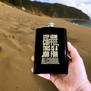 8oz Step Aside Coffee Black Flask