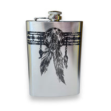 Load image into Gallery viewer, 8oz Native American Feather Band Stainless Steel Flask