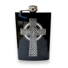 Load image into Gallery viewer, 8oz BLACK Celtic Cross Flask