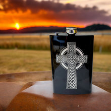 Load image into Gallery viewer, 8oz BLACK Celtic Cross Flask