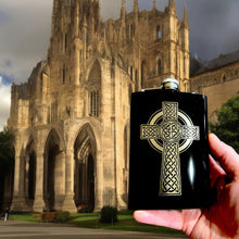 Load image into Gallery viewer, 8oz BLACK Celtic Cross Flask