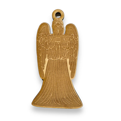 Ornament - Weeping Angel - Raw Wood 4x2in