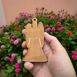 Ornament - Weeping Angel - Raw Wood 4x2in