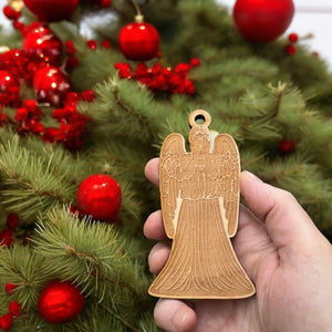 Ornament - Weeping Angel - Raw Wood 4x2in