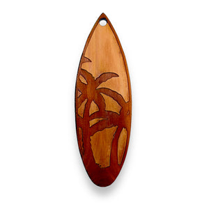 Palm Tree Surfboard - Cedar Ornament