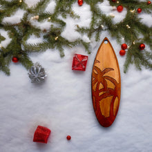 Load image into Gallery viewer, Palm Tree Surfboard - Cedar Ornament