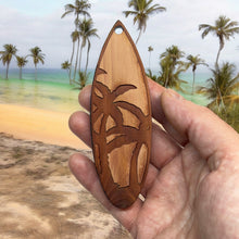 Load image into Gallery viewer, Palm Tree Surfboard - Cedar Ornament