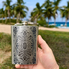 Load image into Gallery viewer, 8oz Celtic Design Stainless Steel Flask