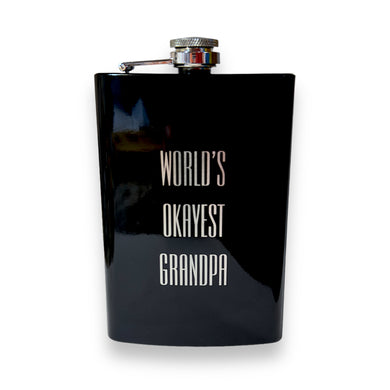 8oz BLACK World's Okayest Grandpa Flask