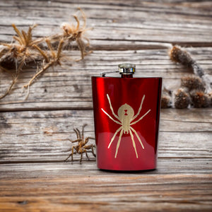 8oz RED Black Widow Flask