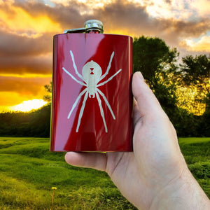 8oz RED Black Widow Flask