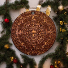 Load image into Gallery viewer, Aztec Mayan Calendar - Cedar Ornament