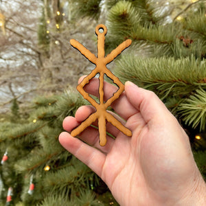 Viking Protection Rune Ornament - Raw Wood