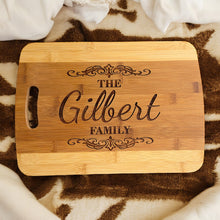 Load image into Gallery viewer, Bamboo - PERSONALIZED Last Name Cutting Board 14&#39;&#39;x9.5&#39;&#39;x.5&#39;&#39; Best Wedding, Housewarming, Anniversary, Birthday, Christmas Gift Idea For Friends, Couples, Family, Mom, Dad