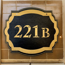 Load image into Gallery viewer, 221b - Black Door Sign 5x6