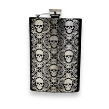 Load image into Gallery viewer, 8oz BLACK Gothic Baroque Flask