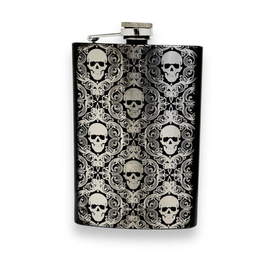 8oz BLACK Gothic Baroque Flask