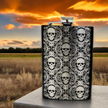 Load image into Gallery viewer, 8oz BLACK Gothic Baroque Flask